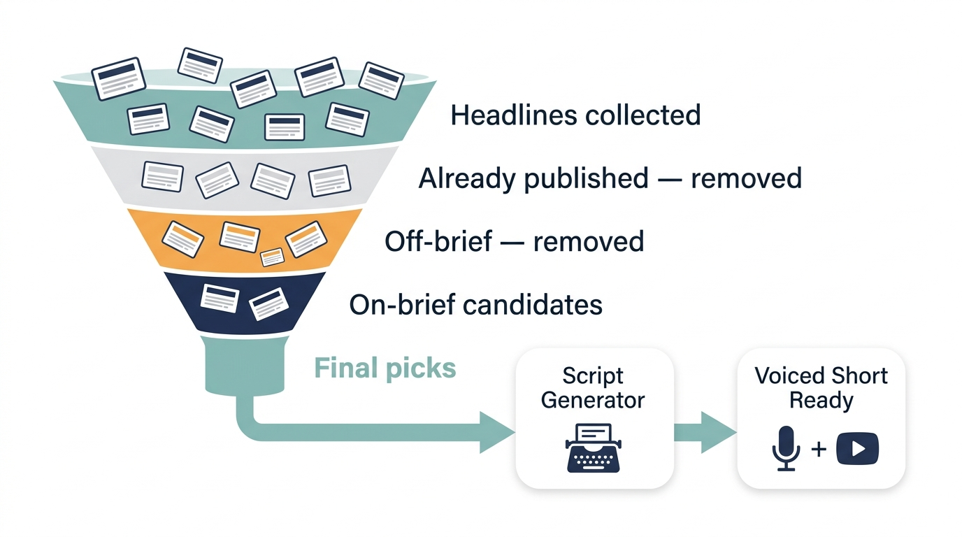 Editorial funnel from topic to published video