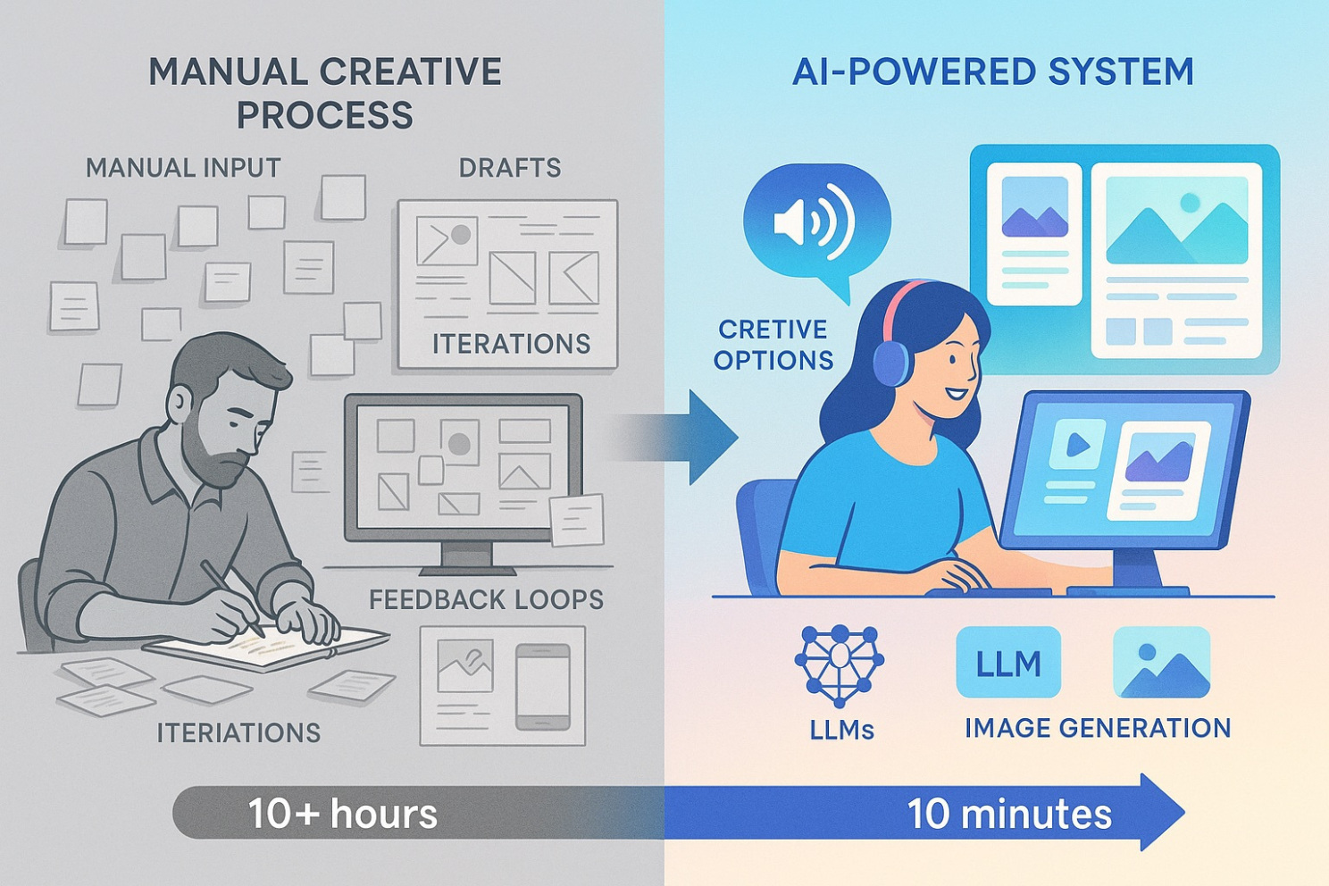 AI automation, creative process, design sketch
